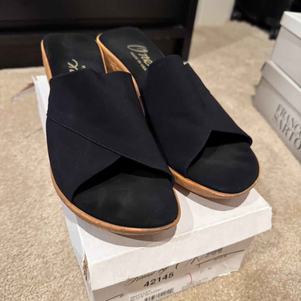 Onyx Brittany Black Elastic Slides Size 11 M